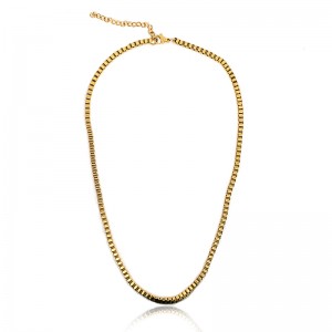 สแตนเลสสูญญากาศสร้อยคอกล่องสี่เหลี่ยมชุบทอง